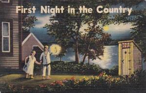 Humour Outhouses Young Couple First Night In The Country 1942