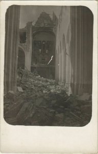 CPA carte photo ROYE Intérieur Église, guerre ruines (758111)