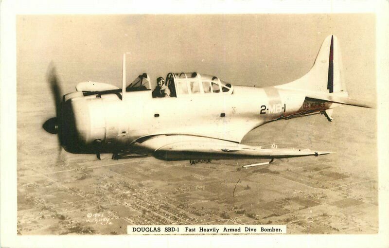 Dive Bomber Douglas SED-1 1940s WW2 Military Aircraft RPPC Photo Postcard 11363