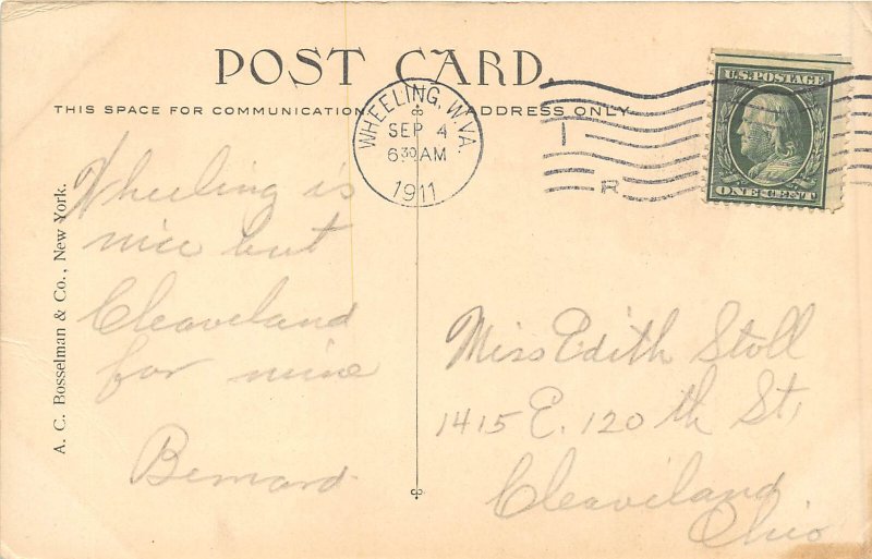 Wheeling West Virginia 1911 Postcard Wheeling High School