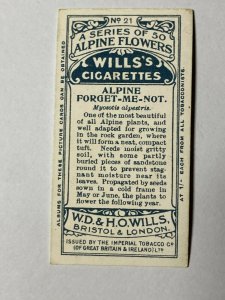 CIGARETTE CARD - WILLS ALPINE FLOWERS #21 ALPINE FORGET ME NOT  (UU333)