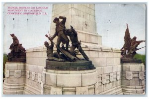 1917 Bronze Lincoln Monument Oakridge Cemetery Springfield Illinois IL Postcard