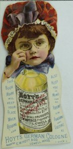 1880's-90's Die-Cut Bookmark Hoyt's German Cologne & Rubifoam Tooth Powder P89