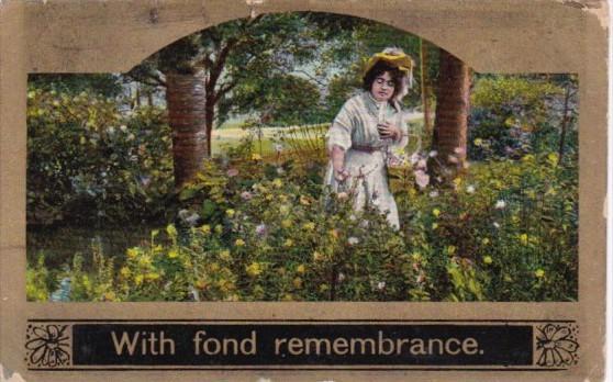 Beautiful Woman In Garden With Fond Remembrance 1909