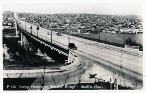 George Washington Memorial Bridge Birdseye Seattle WA Washington RPPC Postcard