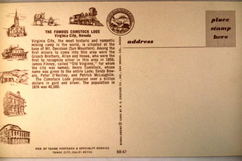 1950's Unused OLD CARS & SALOONS ON STREET in Virginia City Nevada NV card y2385