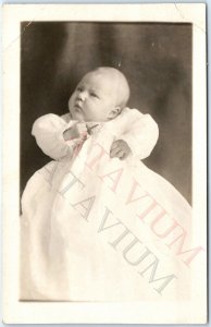 ID'd c1910s Cute 2 Month Old Baby Girl RPPC Real Photo Edith Mae Sawyer A159