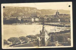 RPPC GENEVE RADE ET VILLE 1926 BIRDSEYE VIEW VINTAGE REAL PHOTO POSTCARD