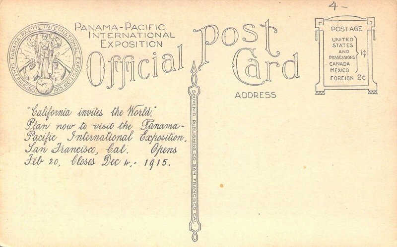 1915 Pan Pacific  Expo, Court of Sun and Stars, San Francisco, CA, Old Postcard