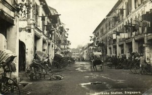 PC CPA SINGAPORE, JINRIKSHA STATION, Vintage REAL PHOTO Postcard (b19698)