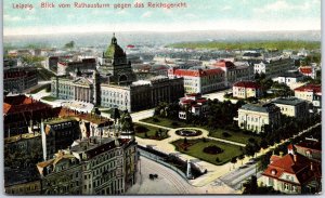 VINTAGE POSTCARD VIEW OF THE HIGH COURT FROM THE TOWN HALL LEIPZIG GERMANY