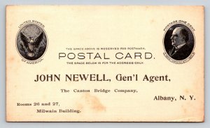 1901 McKinley Postal Card Canton Bridge Co Albany NY Business Inquiry