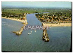 Postcard Modern Agde and its beaches Herault aerial view of the mouth of the ...