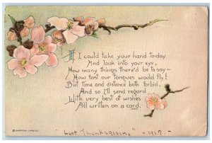 1917 Pansies Flowers Poem Sanford Norwich Connecticut CT Antique Postcard 