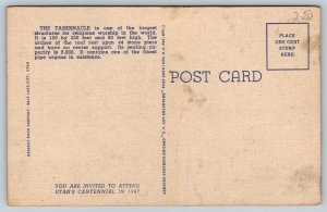 Salt Lake City   Utah   Mormon  Tabernacle  Postcard