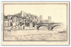 c1910 Bridge Durham Castle & Cathedral England Antique Unposted Postcard