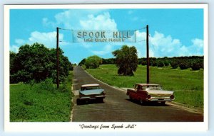 LAKE WALES, FL Florida ~ Roadside  c1950s Cars at SPOOK HILL Postcard