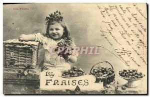 Old Postcard Fun Children Strawberries Fruits