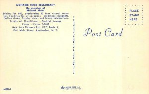 AMSTERDAM, New York NY ~MOHAWK TEPEE RESTAURANT~Night ROADSIDE ca1950's Postcard