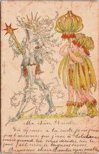 Knight With Servants Art Vintage Postcard C172