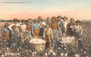 Pinehurst, North Carolina Black Americana Cotton 1910s Hand-Colored Postcard