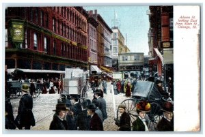 c1905 Adams Street Looking East State St Crowd Chicago Illinois Vintage Postcard