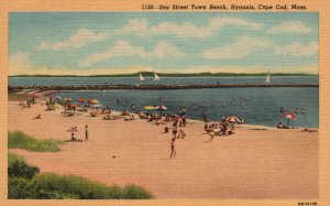 Vintage Postcard 1953 Sea Street Town Beach Hyannis Cape Cod Massachusetts MA