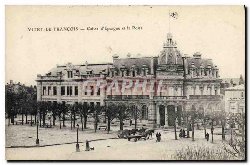 Old Postcard Vitry le Francois Bank Caisse d & # 39Epargne and Post Office