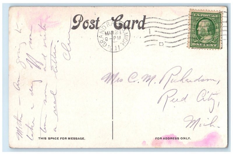 1911 Monroe Street From Campau Square Grand Rapids MI Posted People Postcard