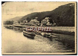Postcard Namur Old Kursaal and boats for tourists