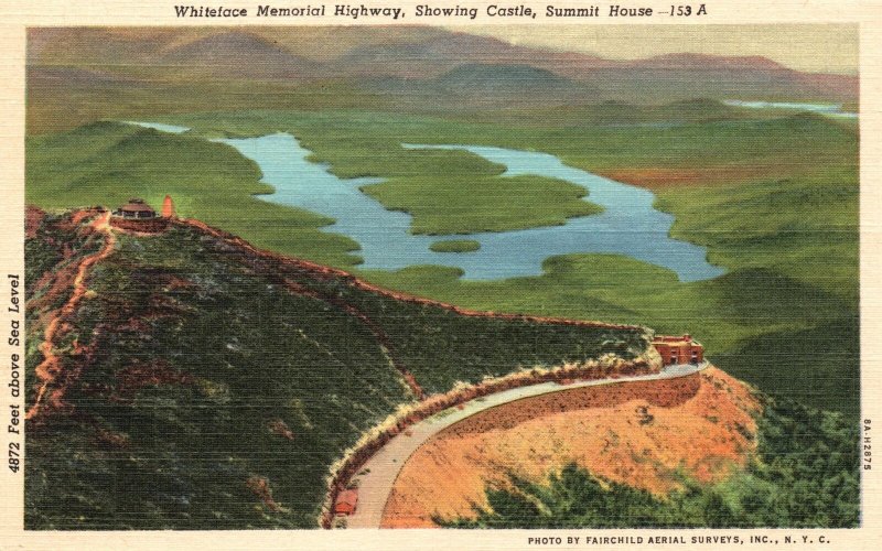 Vintage Postcard Whiteface Memorial Highway Showing Castle Summit House New York