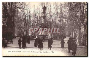 Postcard Old Marseille Allees and Monument Mobile