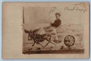 Bellingham Washington WA Postcard RPPC Photo Studio Fair Prop Wagon Maud 1907