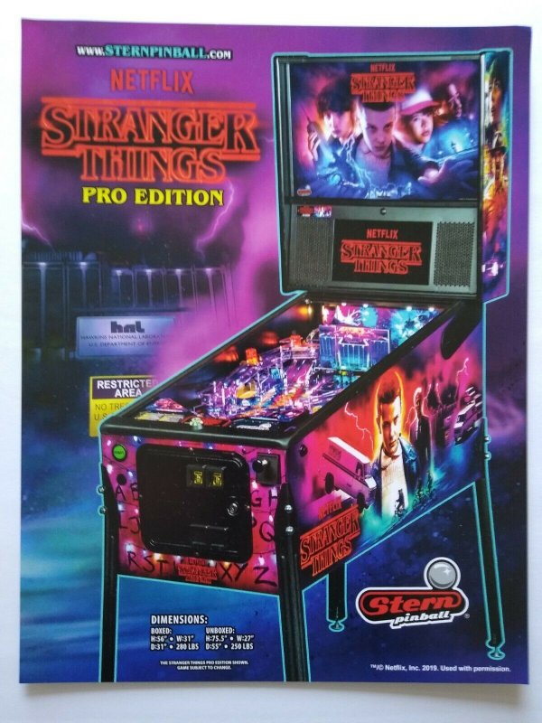 Stranger Things Pro Pinball FLYER Original 2019 NOS Game Paper Art Sheet