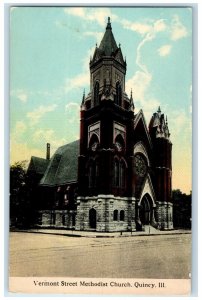 c1910 Vermont Street Methodist Church Exterior Quincy Illinois Vintage Postcard