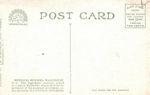 Vintage Postcard 1920's Municipal Building Government Office House Washington DC