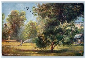 c1910 Esbekieh Garden Cairo Picturesque Egypt Antique Oilette Tuck Art Postcard