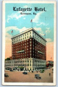 1923 Lexington Kentucky KY Postcard Lafayette Hotel Building Classic Cars Posted