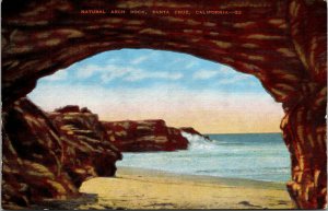 Vtg 1930s Natural Arch Rock Santa Cruz California CA Unused Linen Postcard