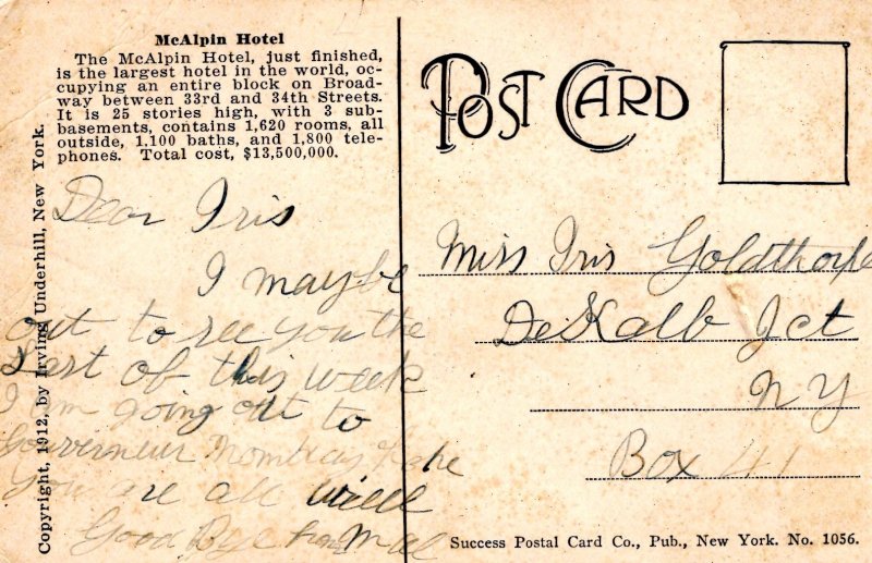 New York, New York - Hotel McAlpin, Largest Hotel in the World - Herald Square