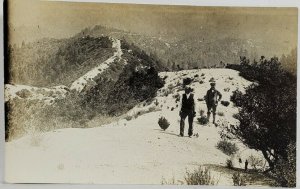 RPPC Two Men At the Top of a Snow Covered Mountain Real Photo Postcard R2