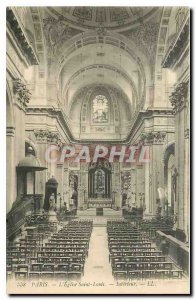 Old Postcard Paris Church Saint Louis Interior