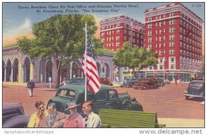 Florida Saint Petersburg Green Benches Open Air Post Office And Princess Mart...