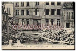 Old Postcard Noyon Oise German devastation
