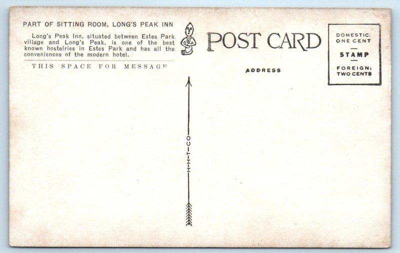 ESTES PARK, Colorado CO  Sitting Room LONGS PEAK INN Interior  Postcard