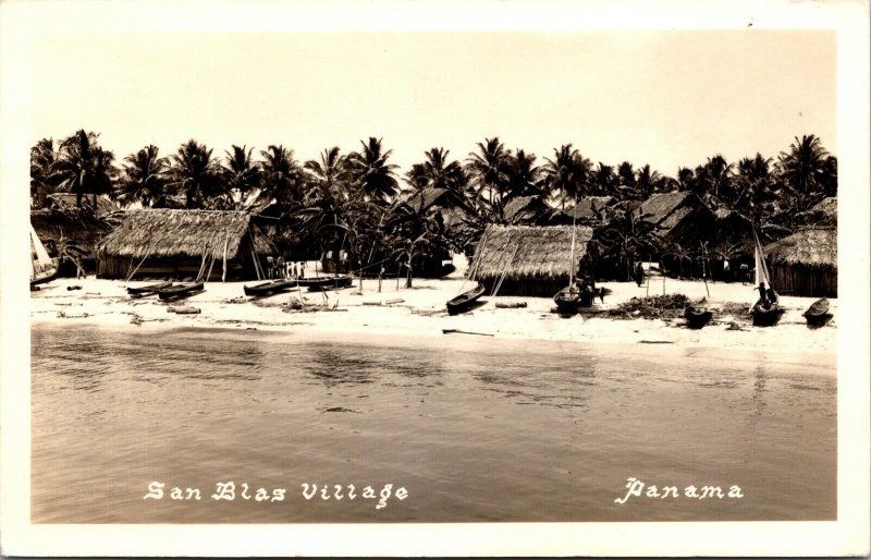 Real Photo Postcard San Blas Village in Panama~134297