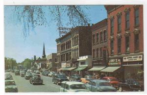 Elm Street Cars Dewey Drug Store Westfield Massachusetts 1950s postcard