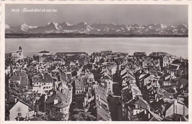 Switzerland Nuechatel et son Lac 1958 Photo