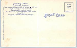 GATLINBURG, Tennessee TN   Roadside  CLOVERLEAF MOTEL c1940s Linen  Postcard