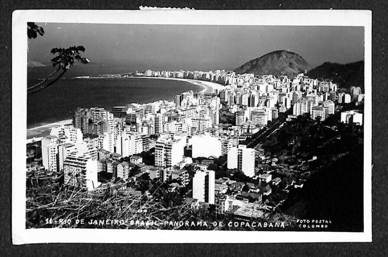 Copacabana Rio De Janeiro Aerial View Real Photo Postcard